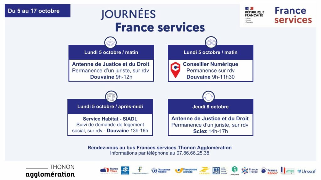 Programme des Journées France Services : lundi 5 et jeudi 8 octobre