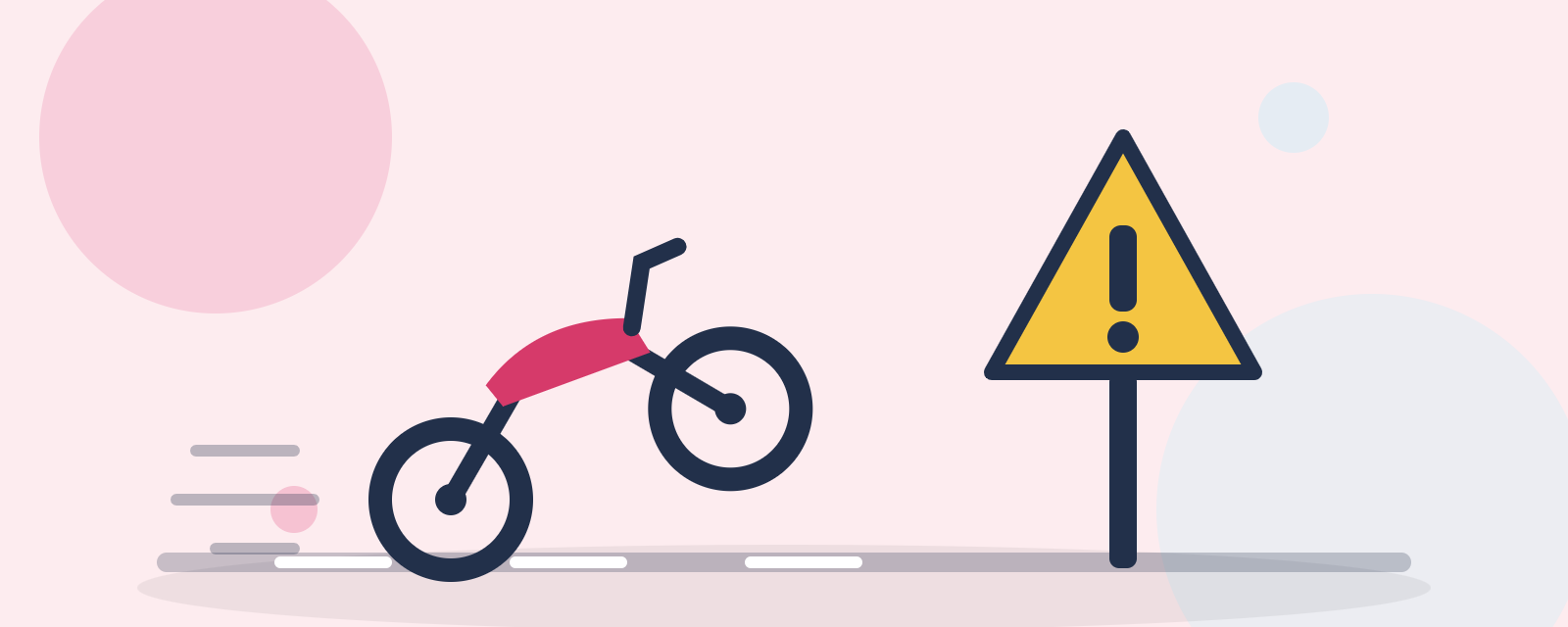 Moto en roue arrière et panneau danger