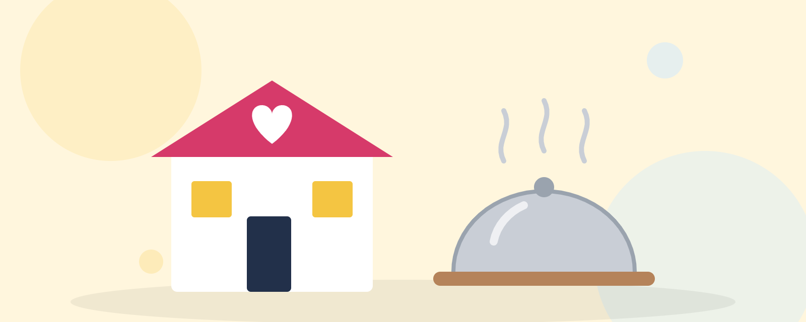 Maison avec un cœur et un plateau-repas