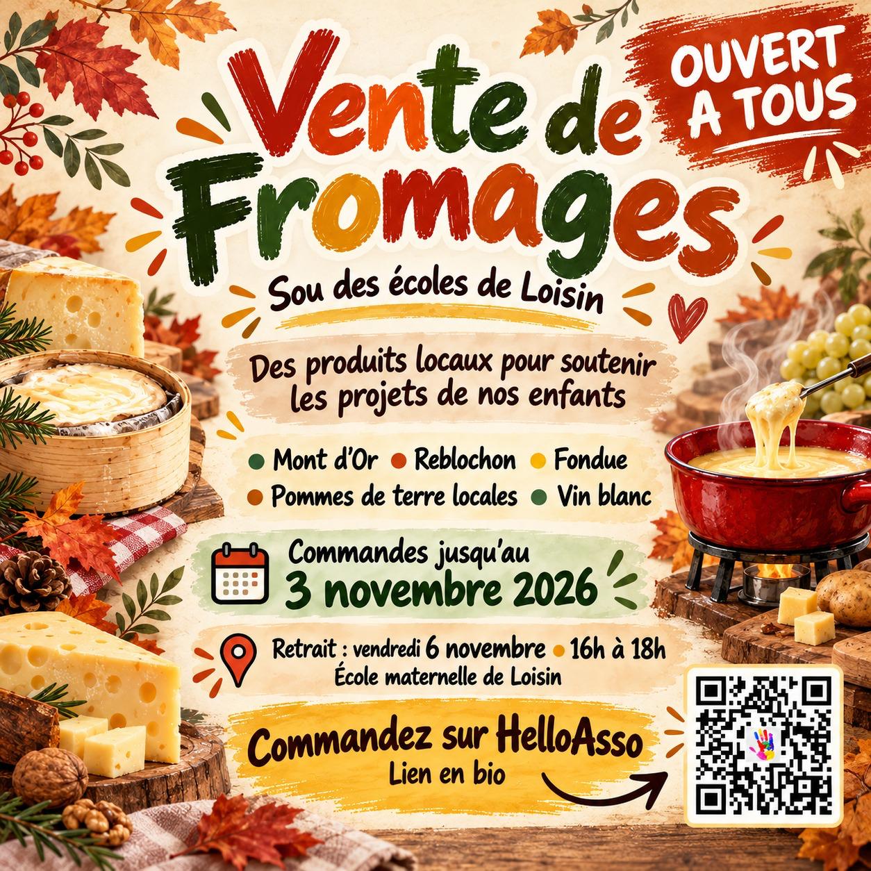 Vente de fromages du Sou des écoles – commandes jusqu’au 3 novembre