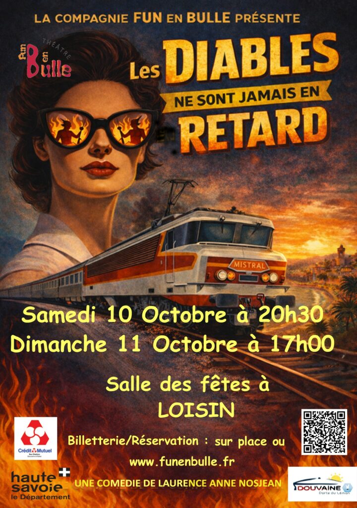 Affiche de la pièce « Les diables ne sont jamais en retard » par la compagnie Fun en Bulle